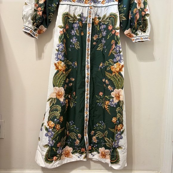 Farm Rio Green Floral Print Nature V Neck Buttoned Maxi Dress - Picture 7 of 11